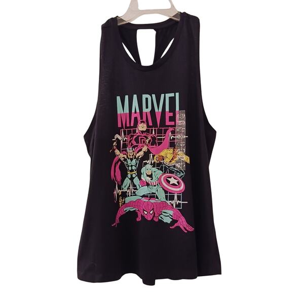 Marvel Comics Tank Top Sz XL Black Open Racer Back Sleeveless Graphic Print NEW - Picture 4 of 13